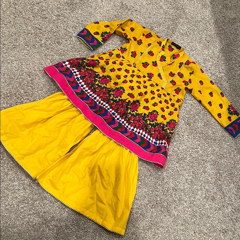 Floral Yellow Kids Formal Dress